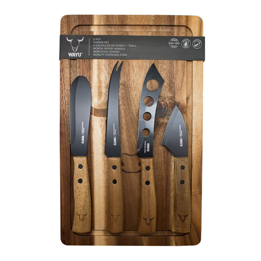 Set Aperitivo Tabla y Cuchillos para Quesos Wayu