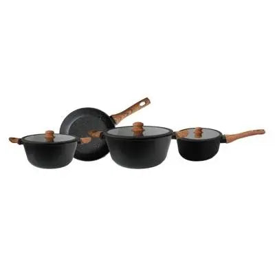 Batería De Cocina 7 Piezas Negro Granite Line keep
