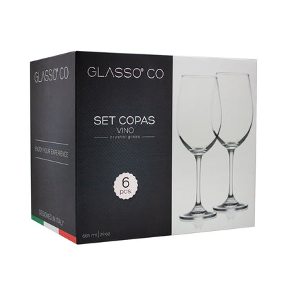 Set 6 Copas Cristal Para Vino Tinto 685ml Glasso