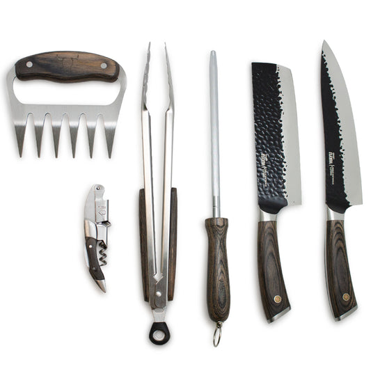 Set Parrillero Profesional Estuche Cuero Premium Wayu