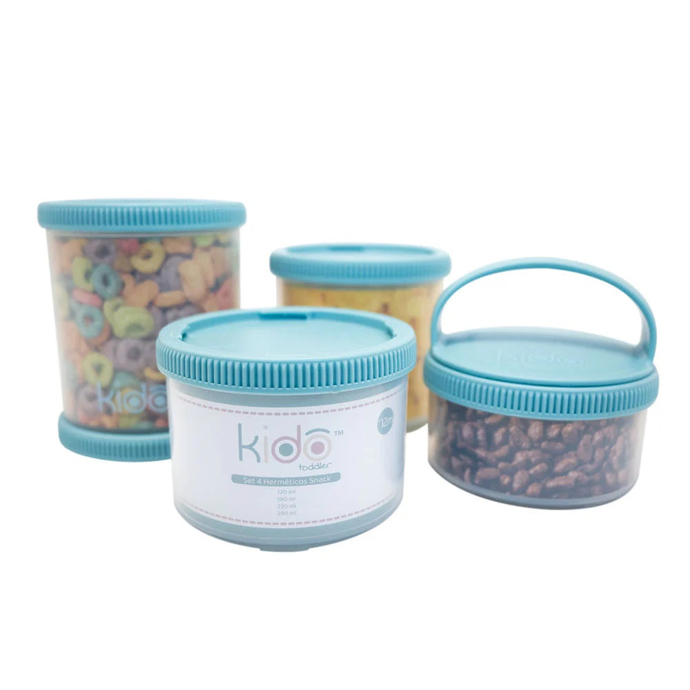 Set 4 Herméticos Snack Volumen: 120ml 180ml 230ml 290ml Kido