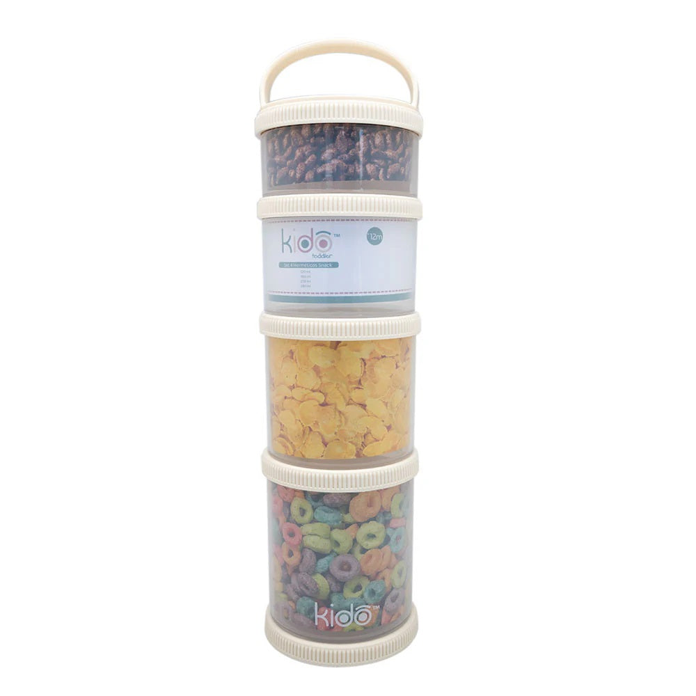 Set 4 Herméticos Snack Volumen: 120ml 180ml 230ml 290ml Kido