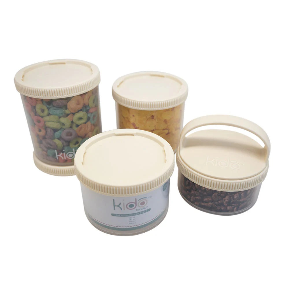 Set 4 Herméticos Snack Volumen: 120ml 180ml 230ml 290ml Kido