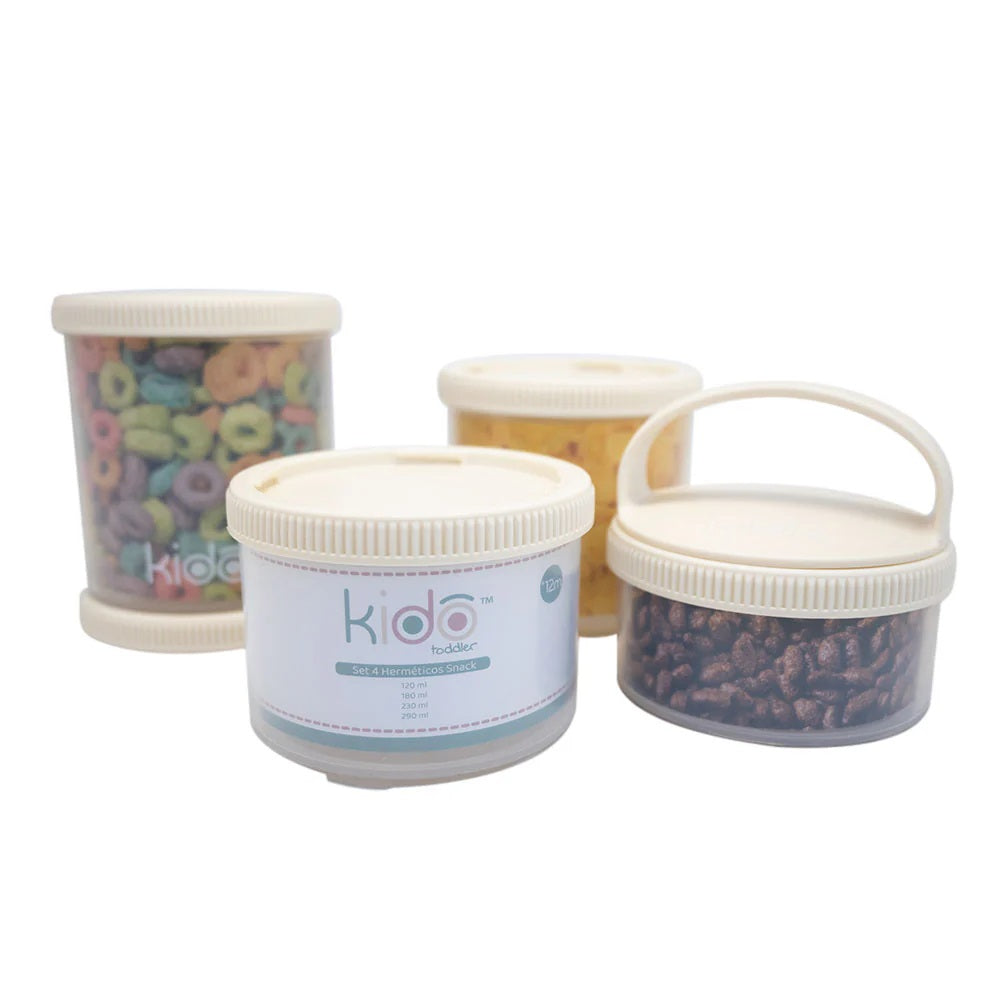 Set 4 Herméticos Snack Volumen: 120ml 180ml 230ml 290ml Kido