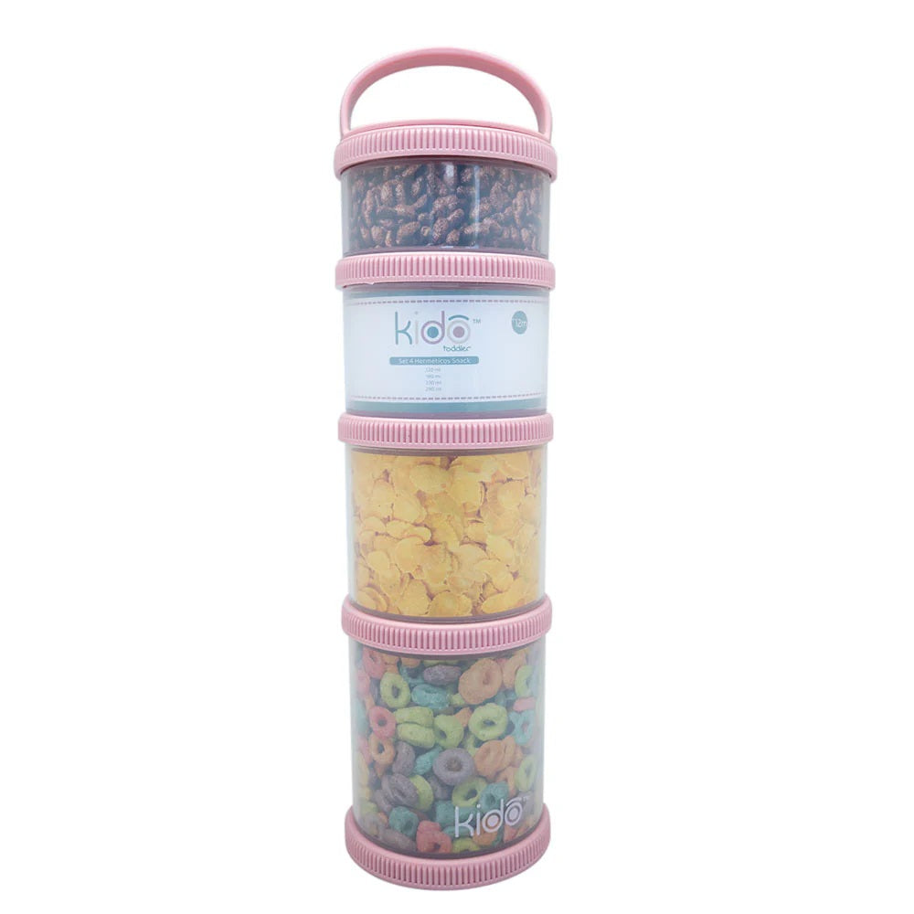 Set 4 Herméticos Snack Volumen: 120ml 180ml 230ml 290ml Kido
