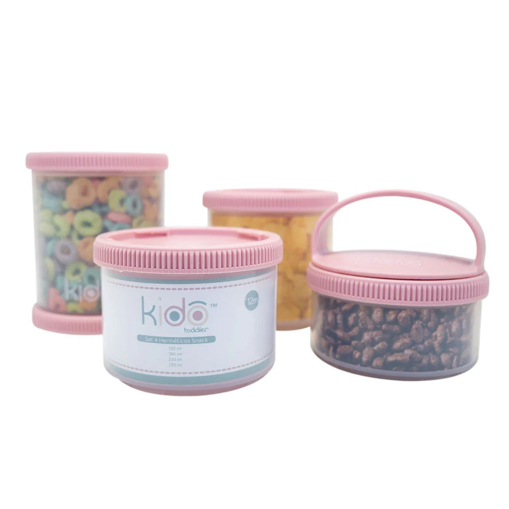 Set 4 Herméticos Snack Volumen: 120ml 180ml 230ml 290ml Kido