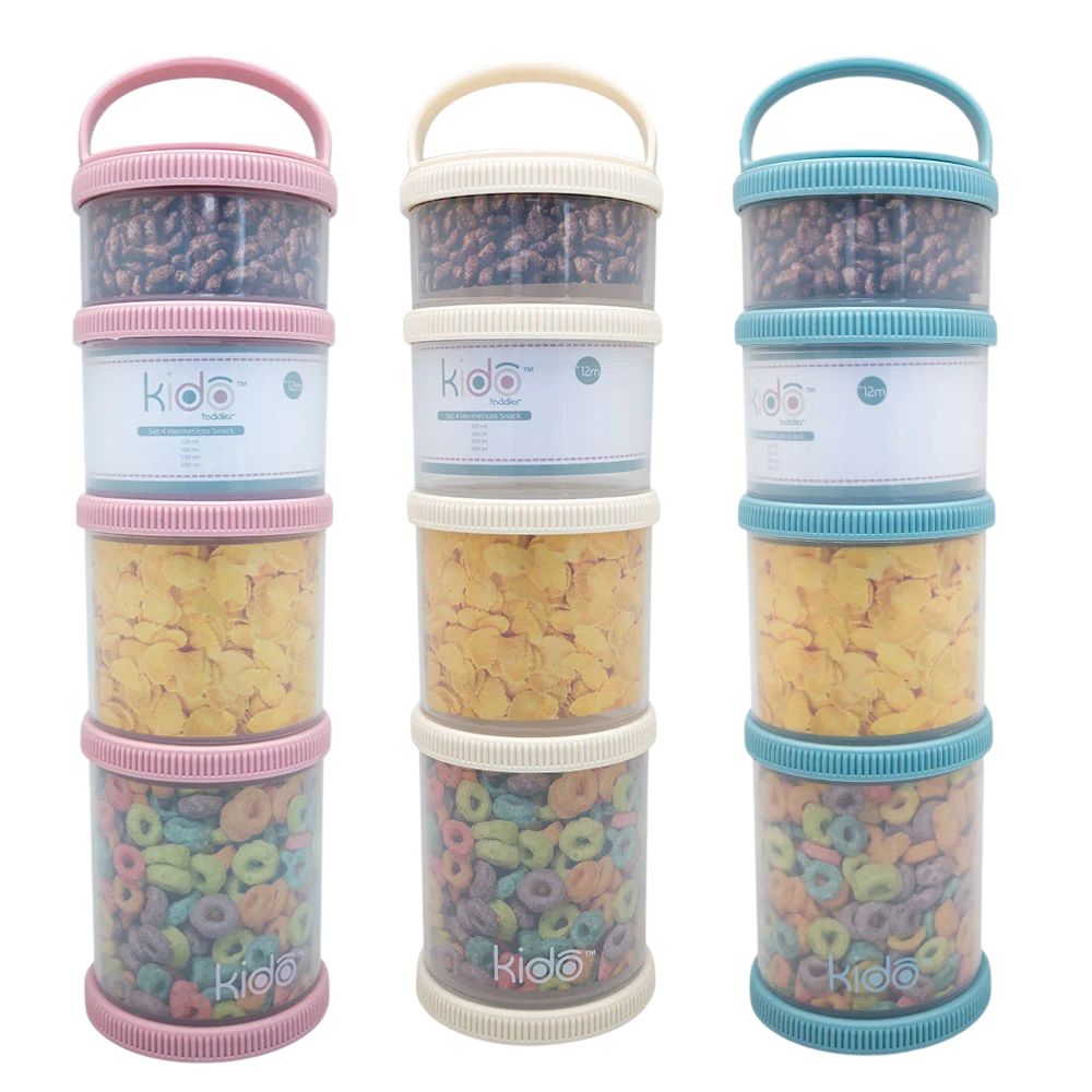 Set 4 Herméticos Snack Volumen: 120ml 180ml 230ml 290ml Kido